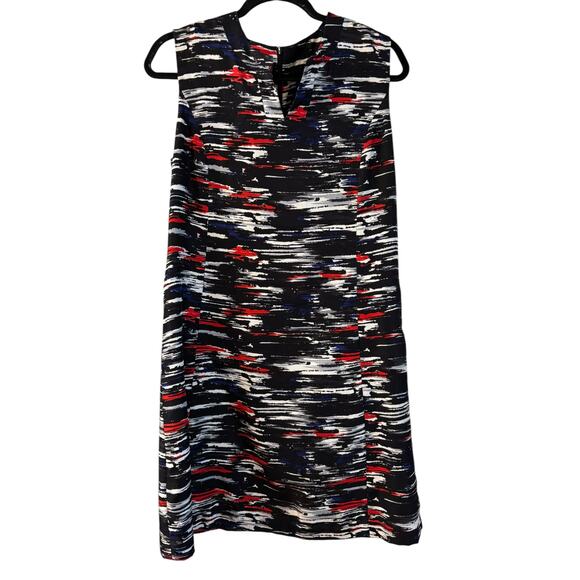 Doncaster Sleeveless 100% Silk Shift Dress Black With Pattern Size 10 Career - Picture 1 of 7